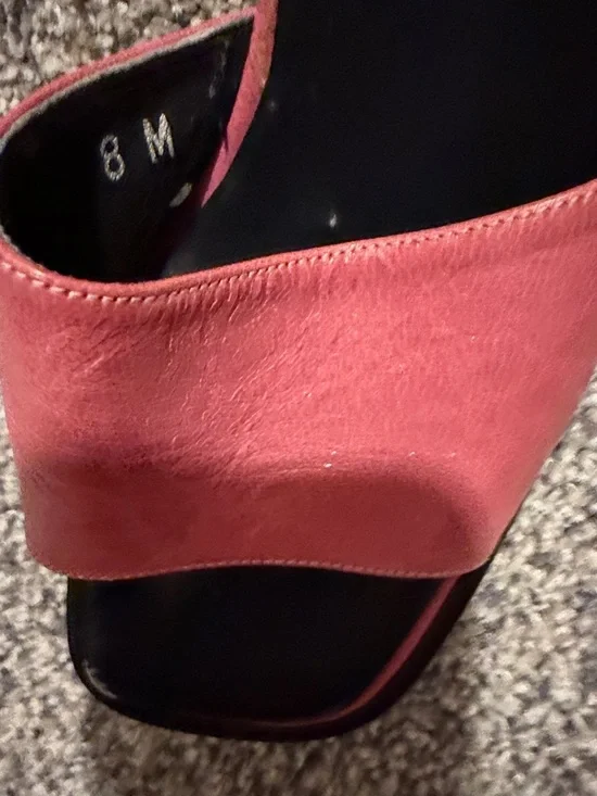 Franco Barbieri Red Leather Slide Mules with Block Heel - Picture 3 of 4